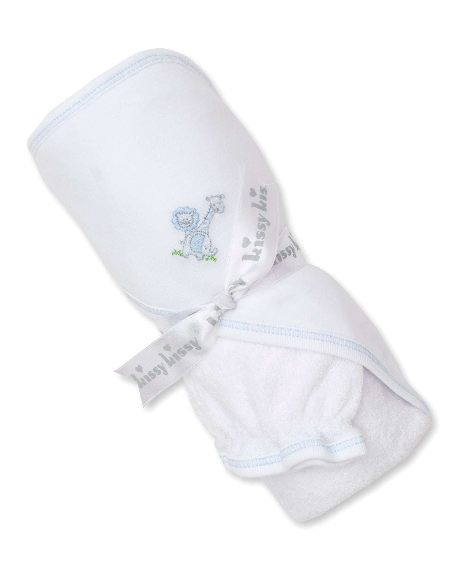 Gingham Jungle Blue Hooded Towel with Mitt Set