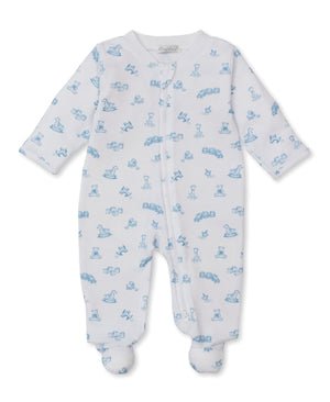 Blue Vintage Toy Treasures Zip Footie