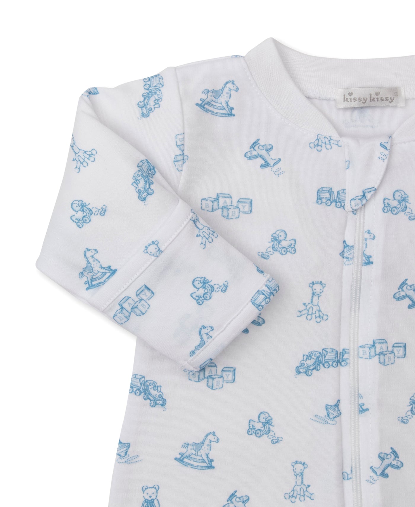 Blue Vintage Toy Treasures Zip Footie