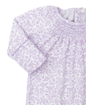 Blooming Vines Lilac Smocked Sack Gown