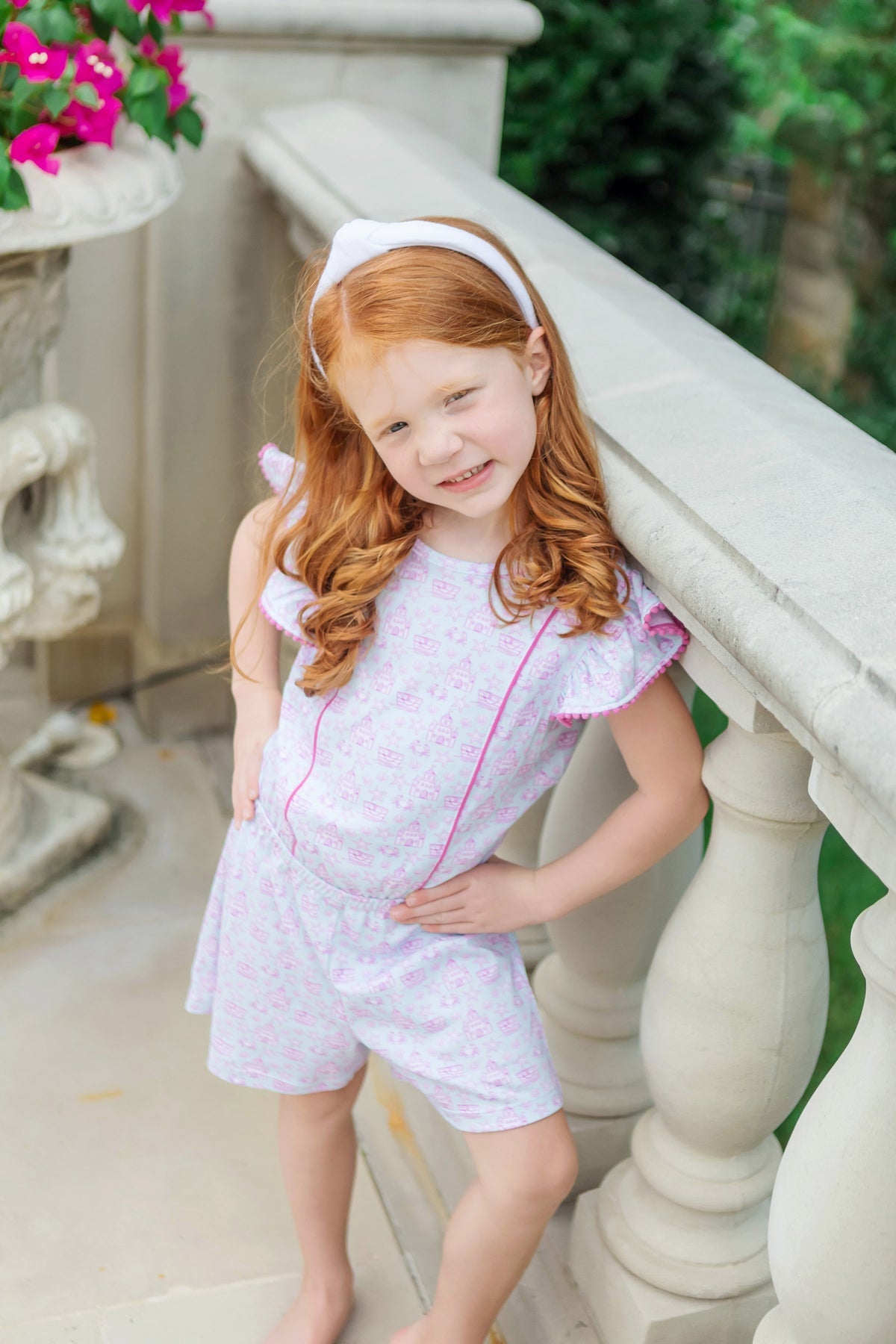 Rae Romper | Pink Sandcastles