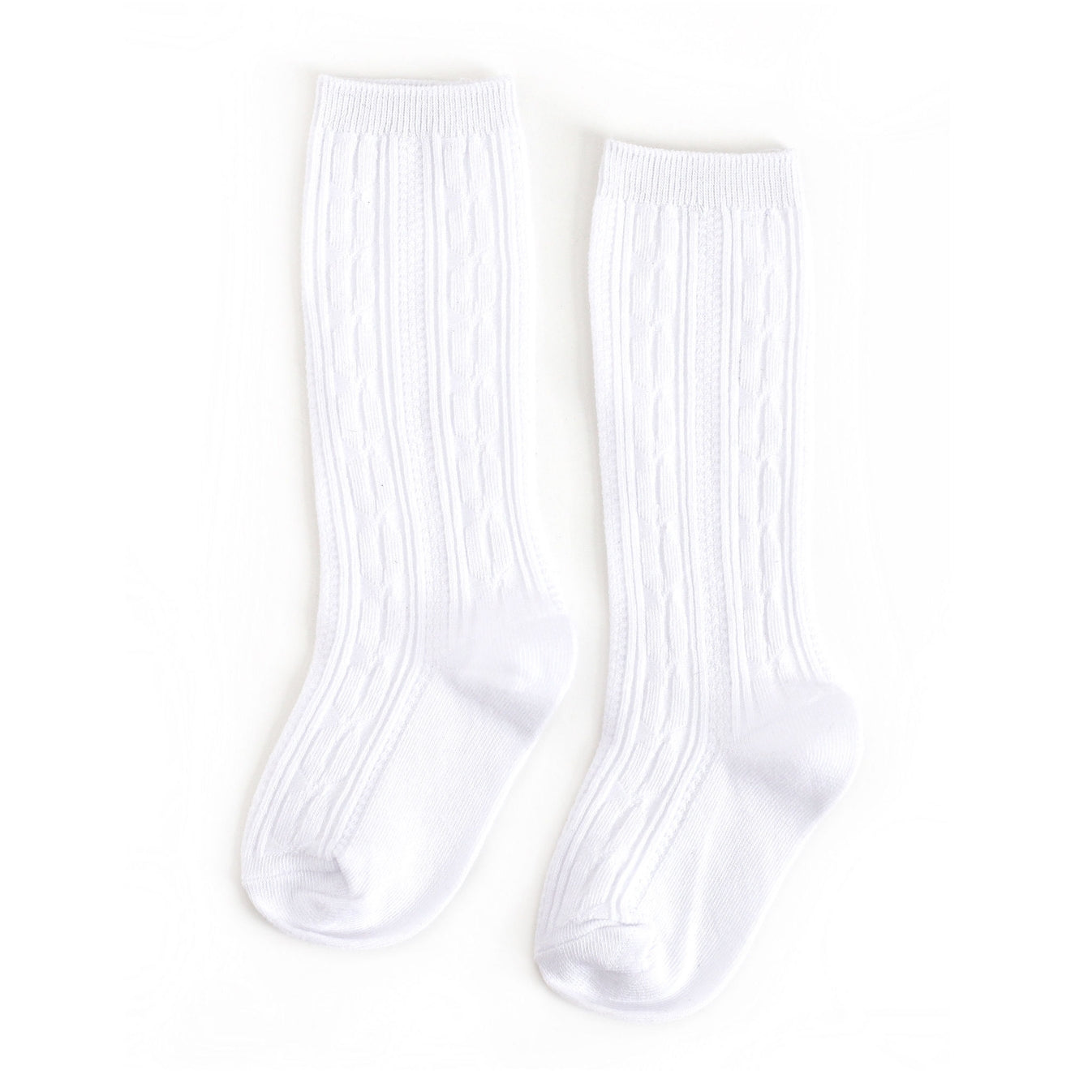 Cable Knit Knee High Socks | White