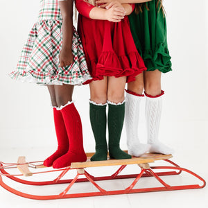 Fancy Lace Knee-High Socks | Christmas 3-pack