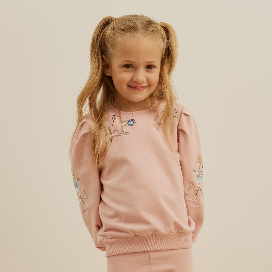 Miles Pink Sweatshirt with Floral Embroidery