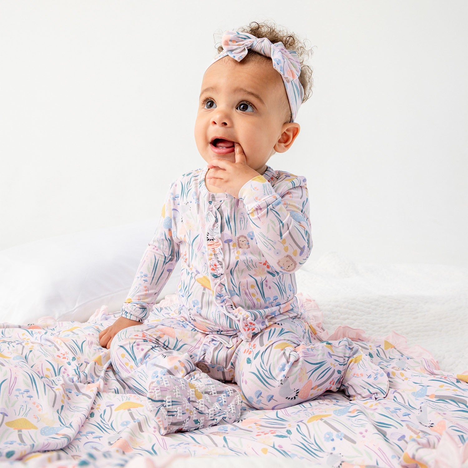 Shroom and Bloom Modal Magnetic Ruffle Footie or Coverall