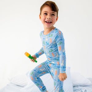 Blue Party Animals Glow in the Dark Modal Magnetic Pajama Set