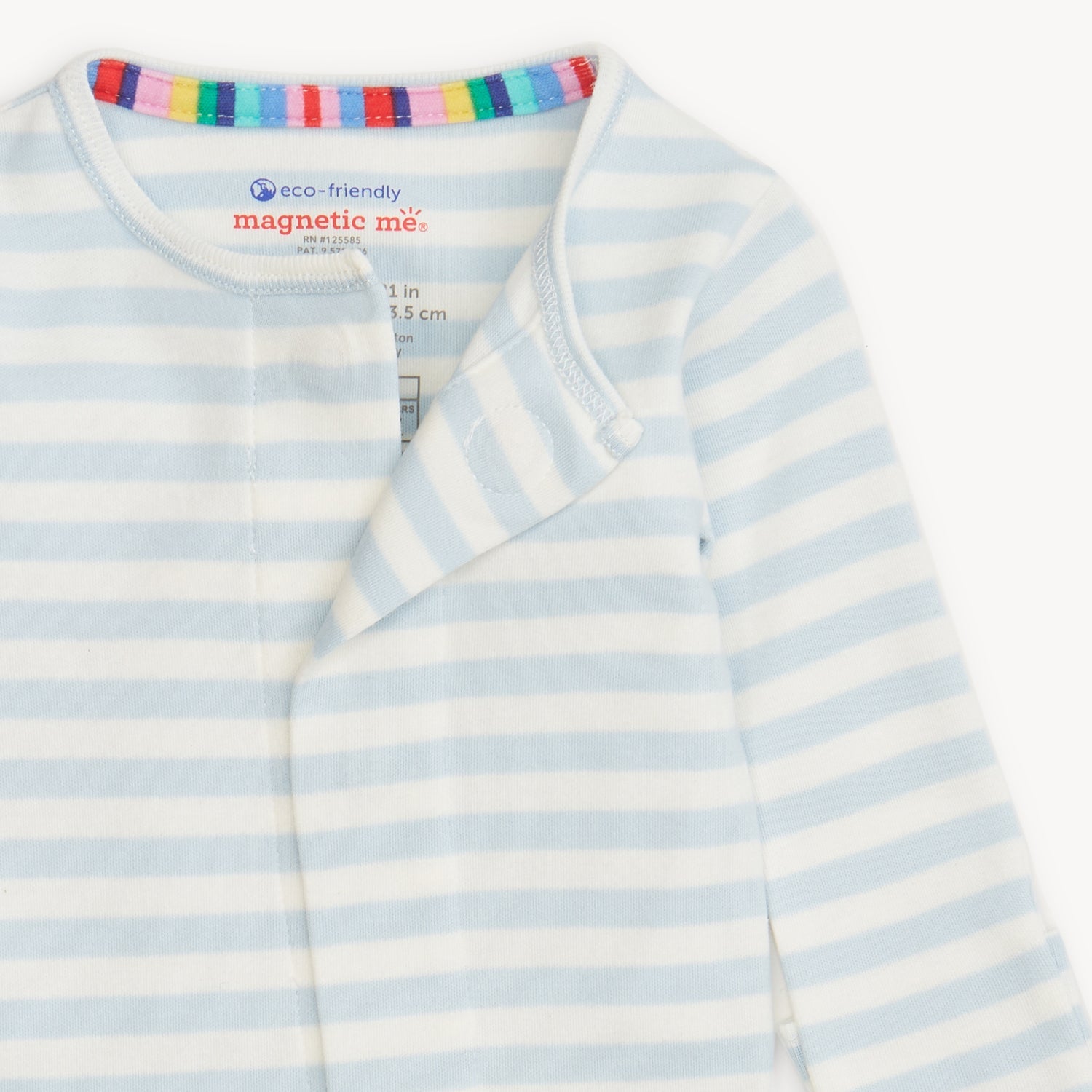Blue Stripe Organic Cotton Magnetic Footie