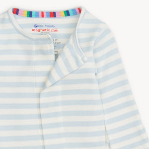 Blue Stripe Organic Cotton Magnetic Footie