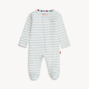 Blue Stripe Organic Cotton Magnetic Footie