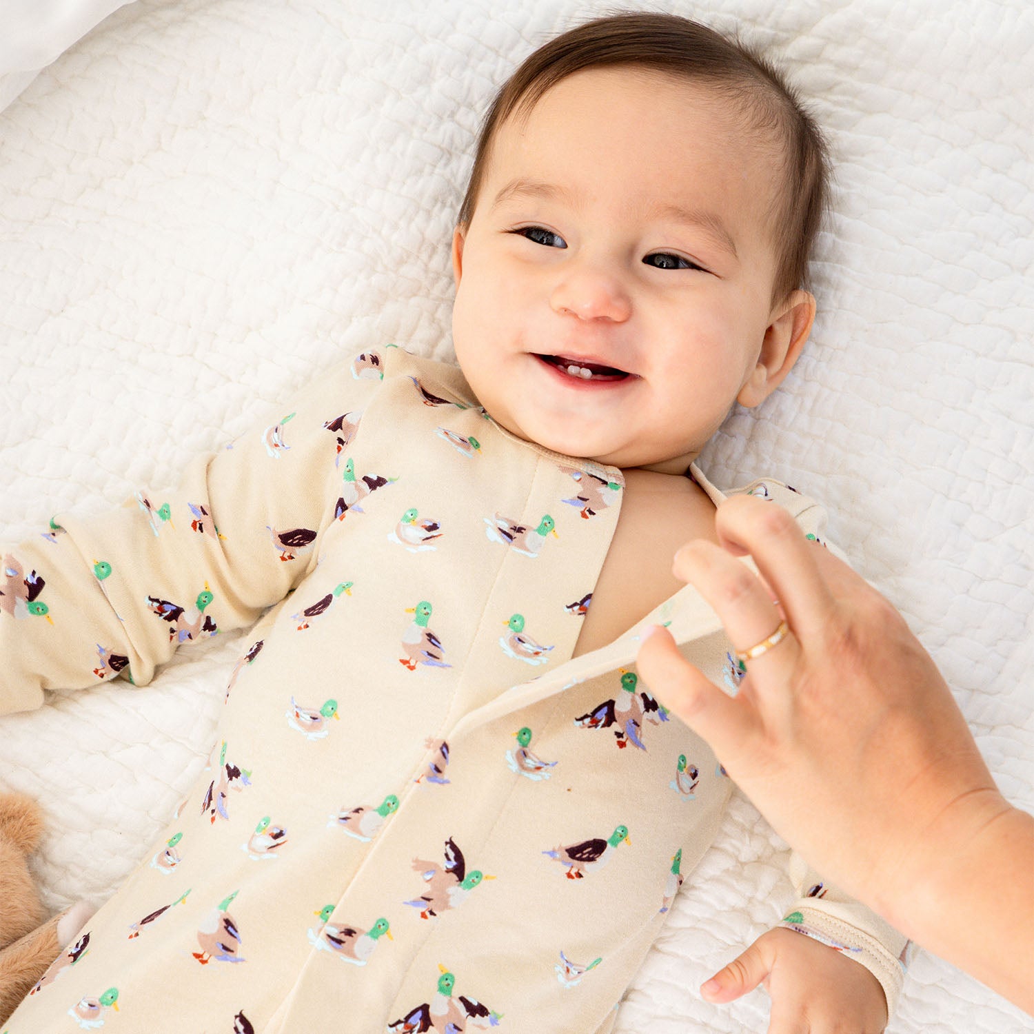 Quack Me Up Organic Cotton Magnetic Footie or Coverall