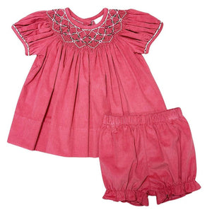 Isabella Hand Smocked Corduroy Bishop Bloomer Set