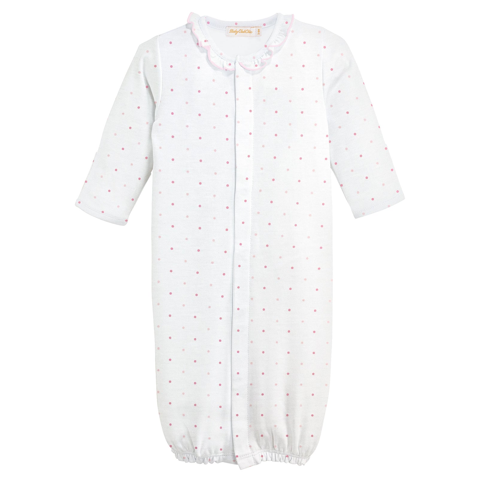 Pink Dots Printed Converter Gown with Ruffles