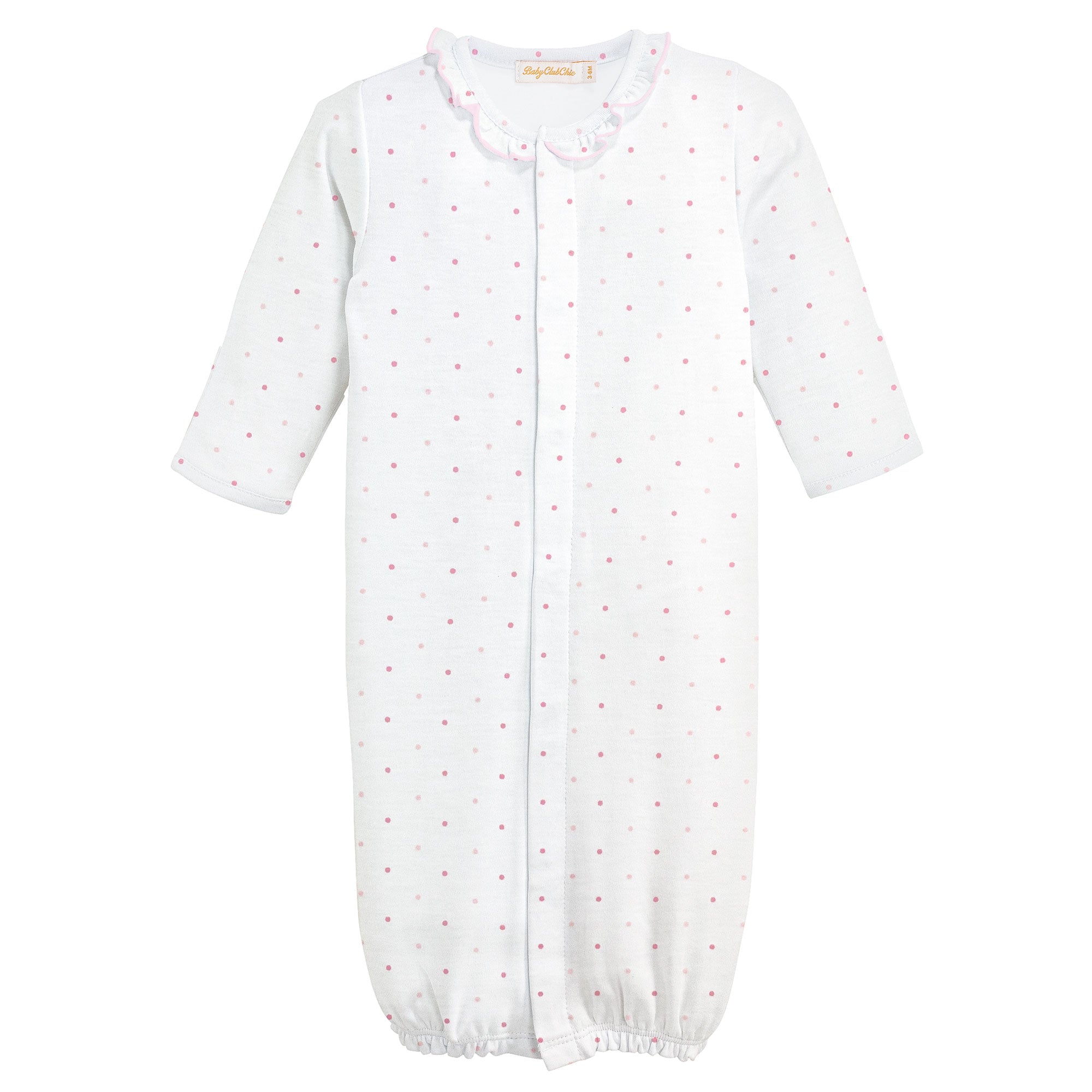 Pink Dots Printed Converter Gown with Ruffles