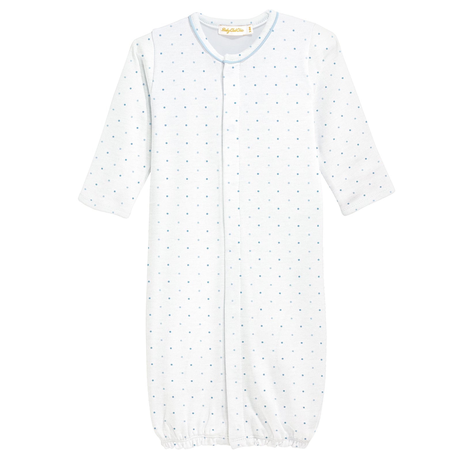 Blue Dots Printed Converter Gown with Piping