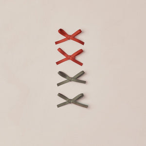 Mini Velvet Ribbon Bow | Rose and Black - or - Ruby and Pine