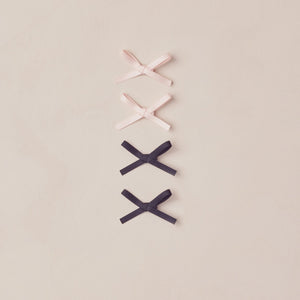 Mini Velvet Ribbon Bow | Rose and Black - or - Ruby and Pine