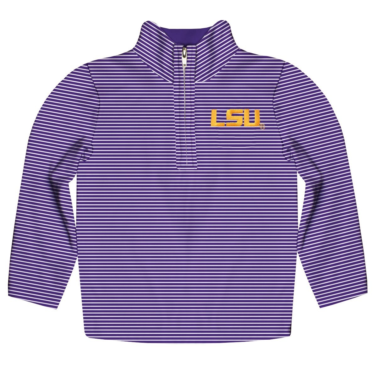 LSU Tigers Embroidered Purple Stripes Quarter Zip Pullover