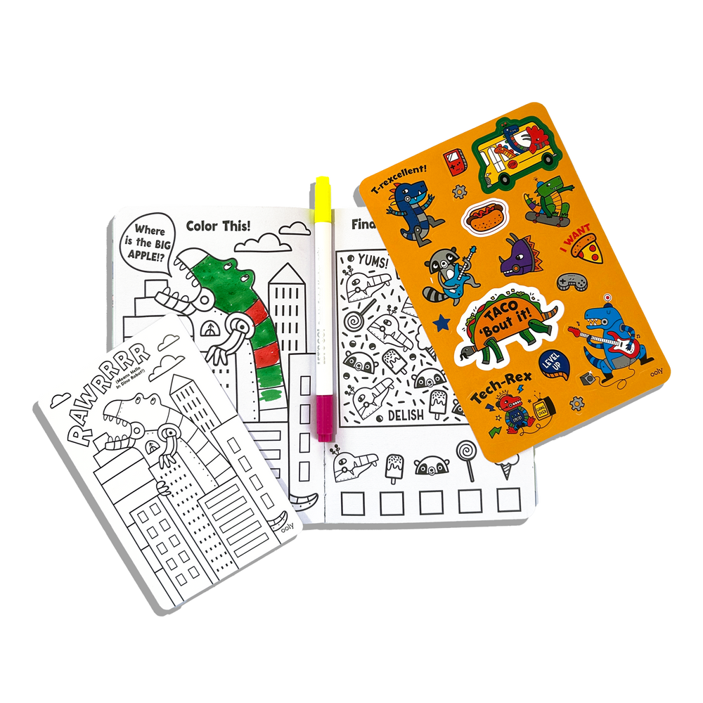 Let's Go! Activity & Coloring Kit | Robo Dinos