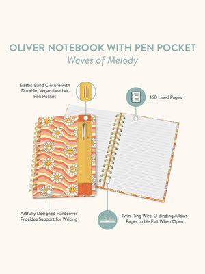 Waves of Melody | Oliver Notebook with Pen Pocket