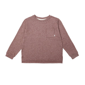 Long Sleeve Pocket Tee | Heathered Burgundy