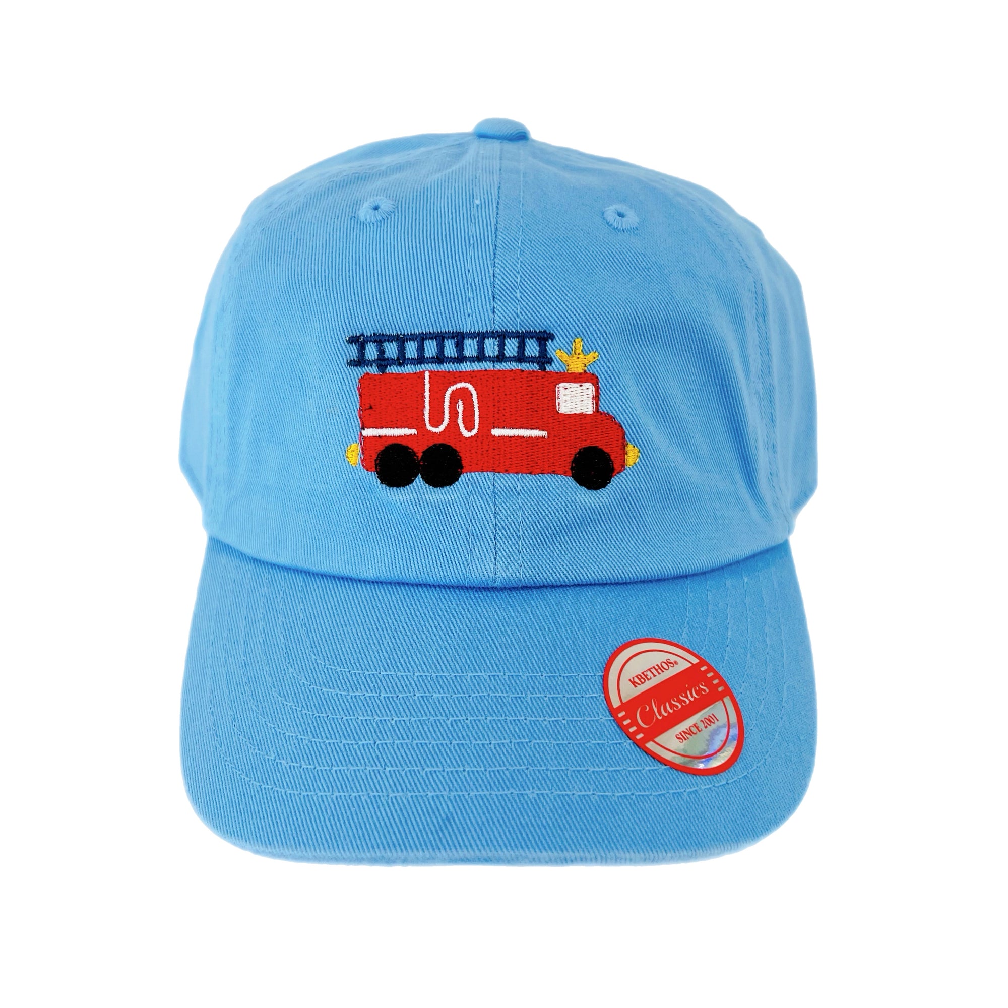Kids Embroidered Baseball Hat | Fire Truck | Sky Blue