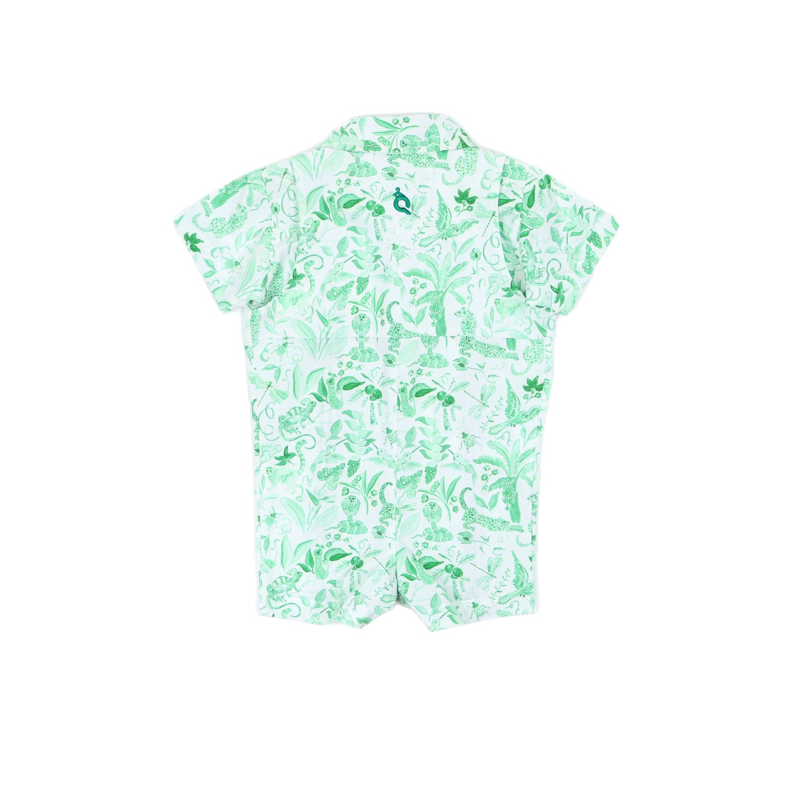 Jade Jungle Guayabera Short Sleeve Romper