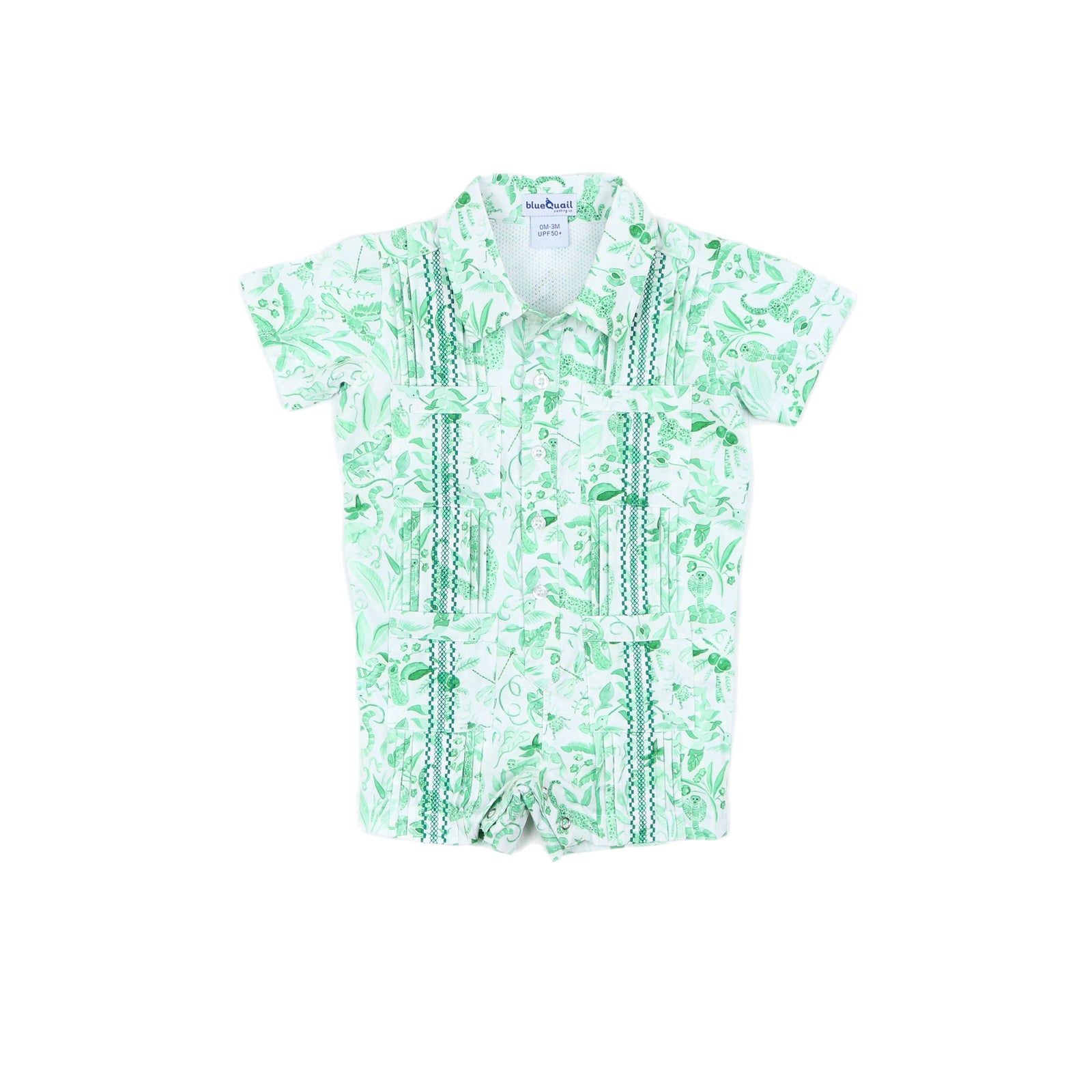 Jade Jungle Guayabera Short Sleeve Romper