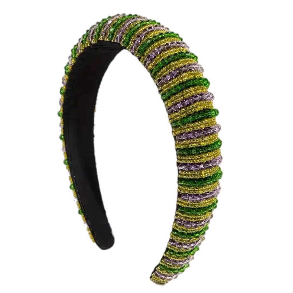 Fully Crystalized Padded Headband | Mardi Gras
