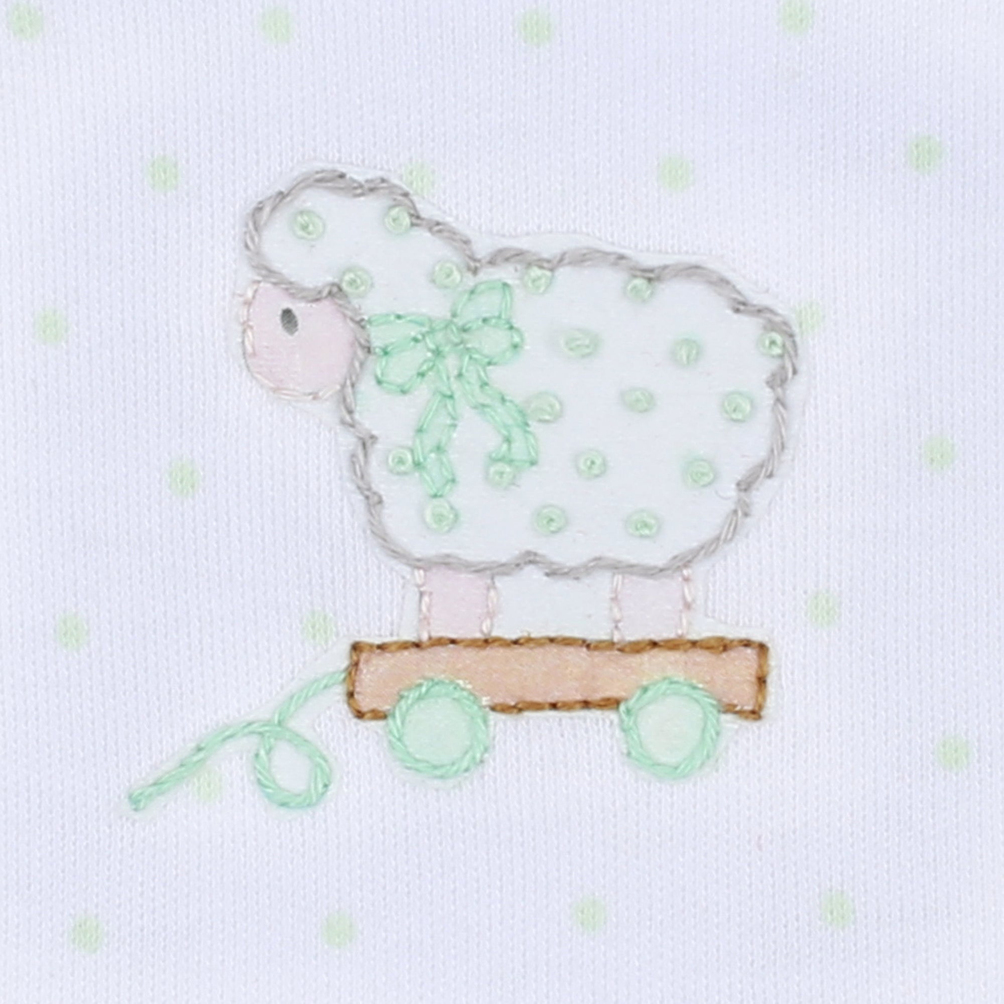 Darling Lambs Embroidered Receiving Blanket | Green