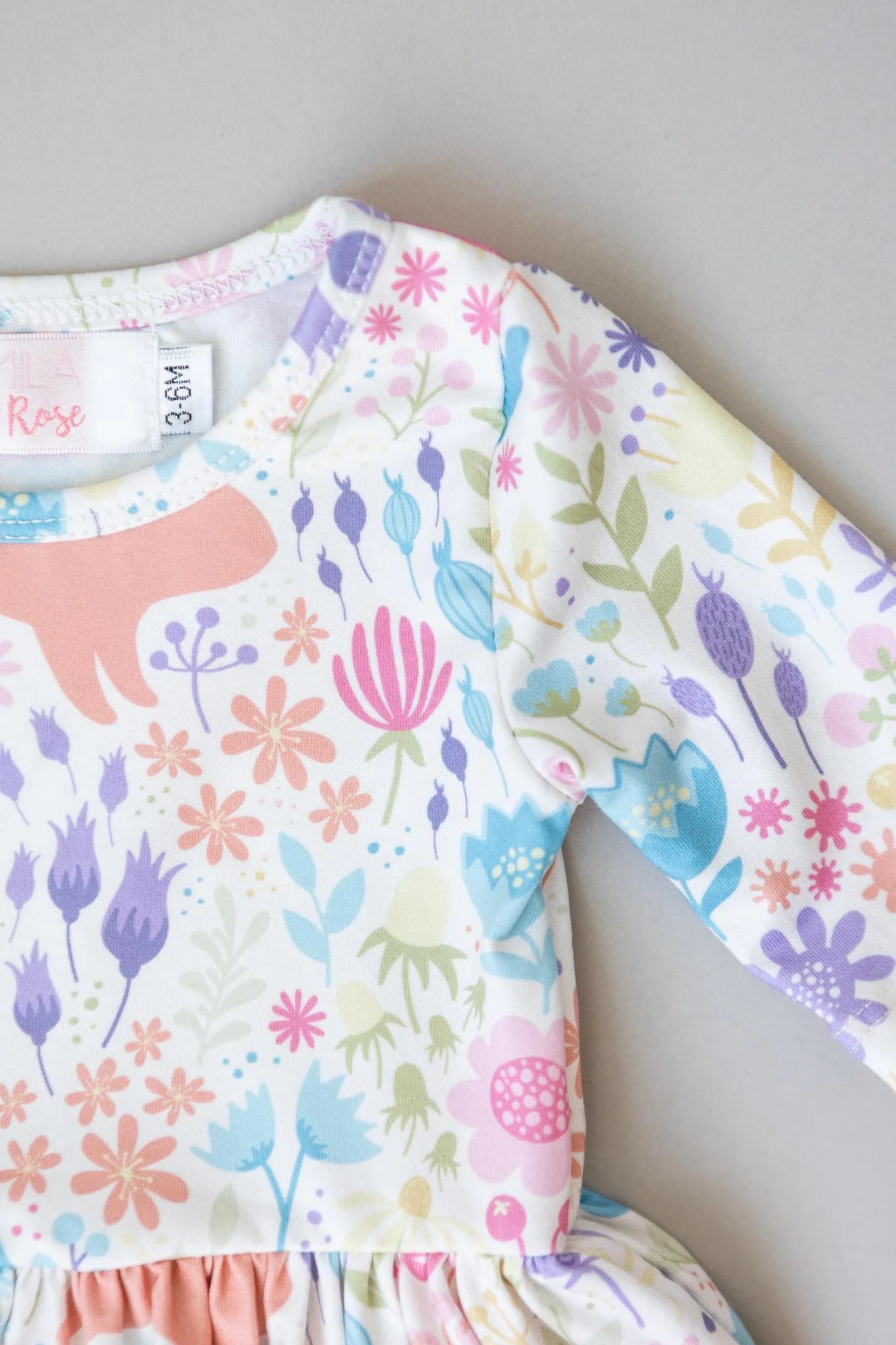 Pastel Floral Bunnies Twirl Skirted Bodysuit