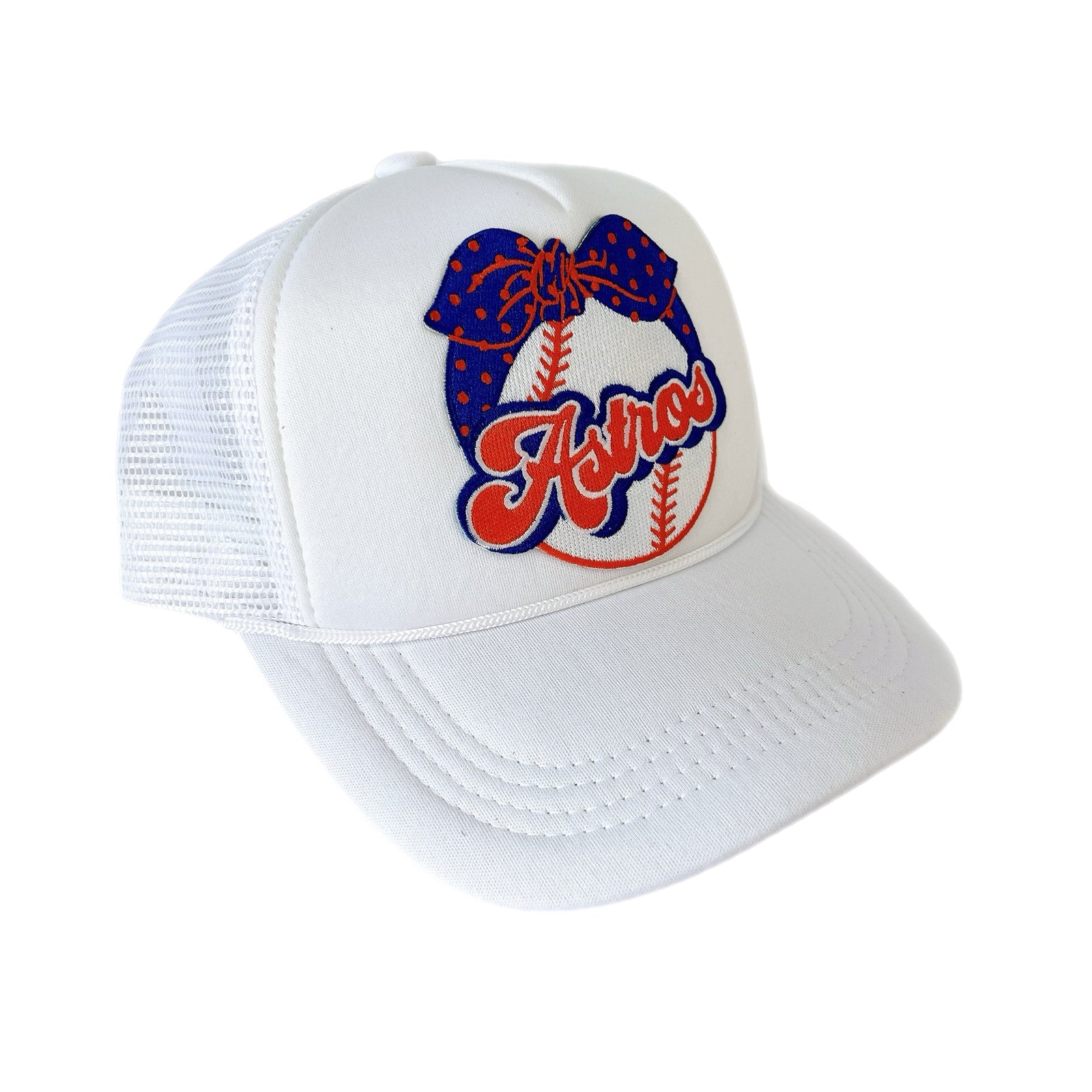 Kids White Houston Astros Bow Baseball Trucker Hat