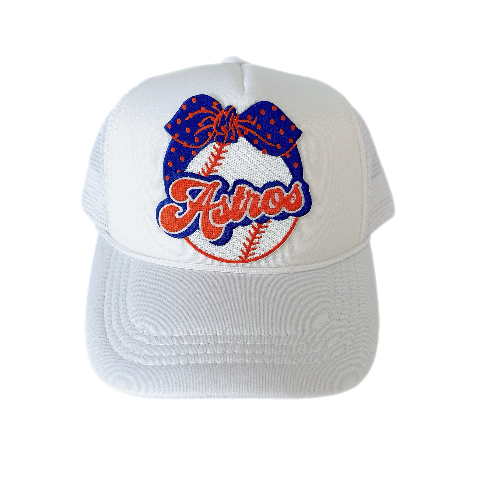Kids White Houston Astros Bow Baseball Trucker Hat