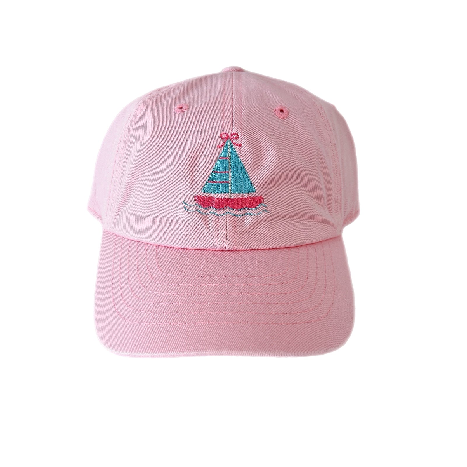 Kids Embroidered Baseball Hat | Summer Sailboat | Light Pink