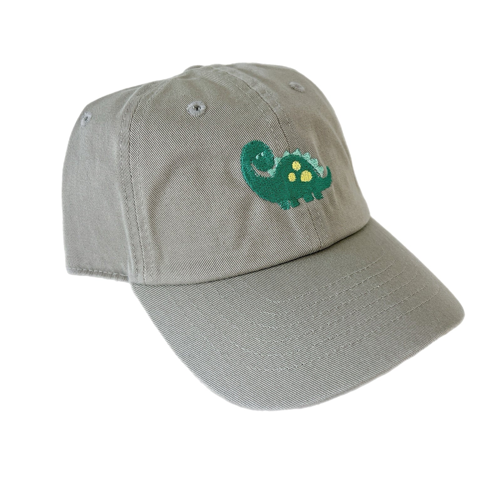 Kids Embroidered Baseball Hat | Dino | Light Grey