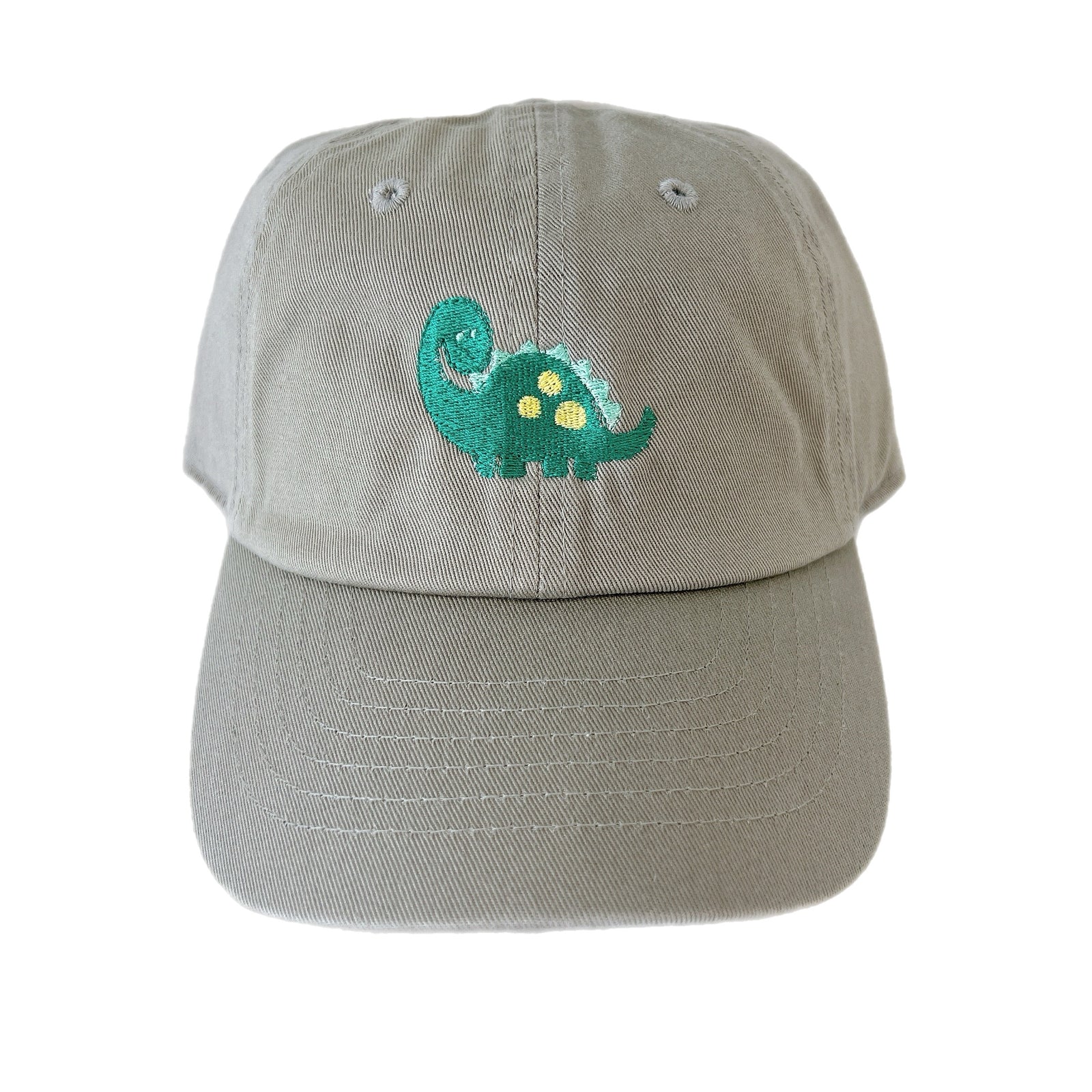 Kids Embroidered Baseball Hat | Dino | Light Grey