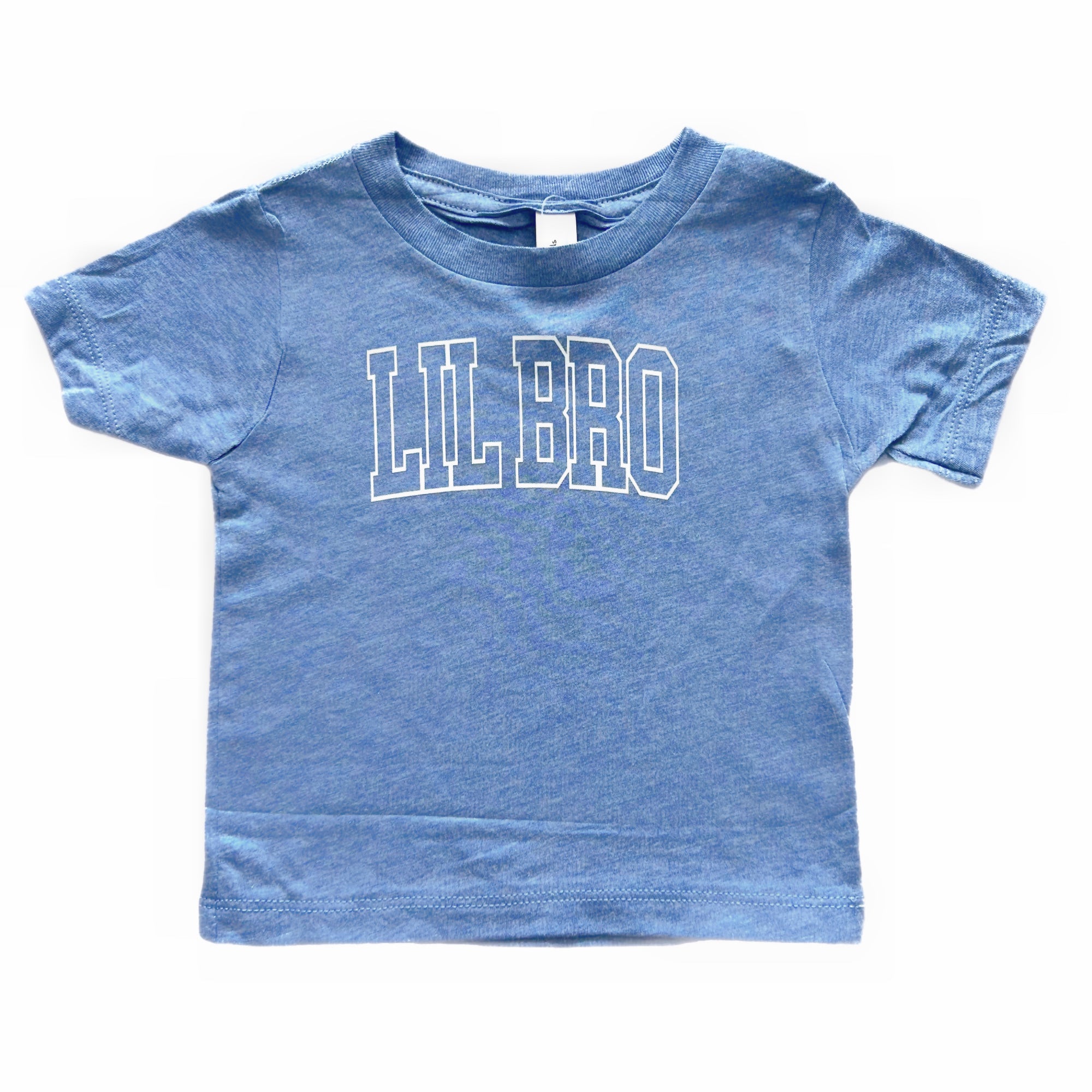 Lil Bro Varsity Letters Organic Tee | Heathered Blue