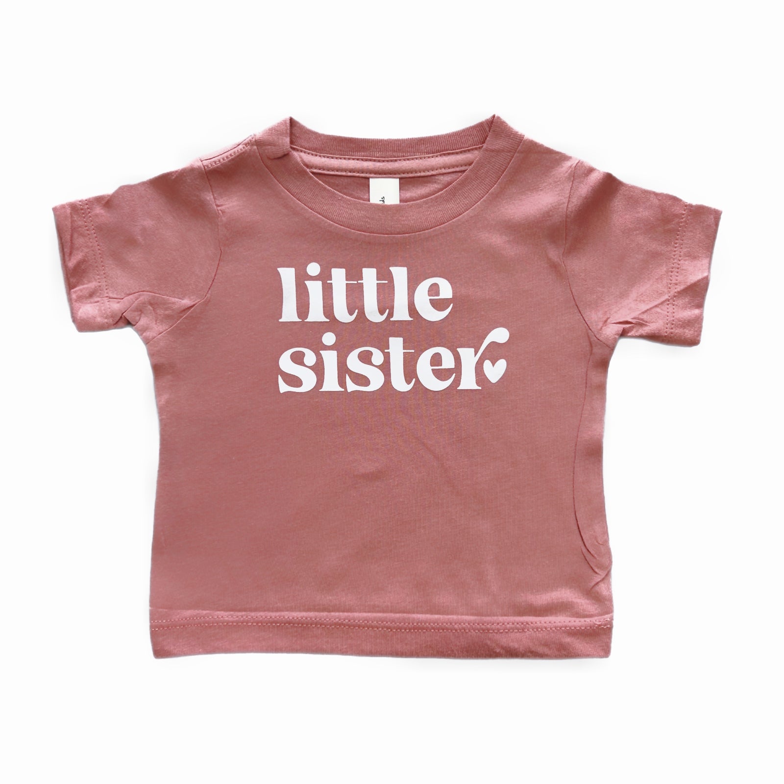 Little Sister with Heart Organic Bodysuit or Tee | Heathered Mauve