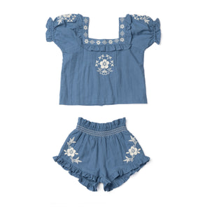 Blossom Embroidered Shorts | Bluejay