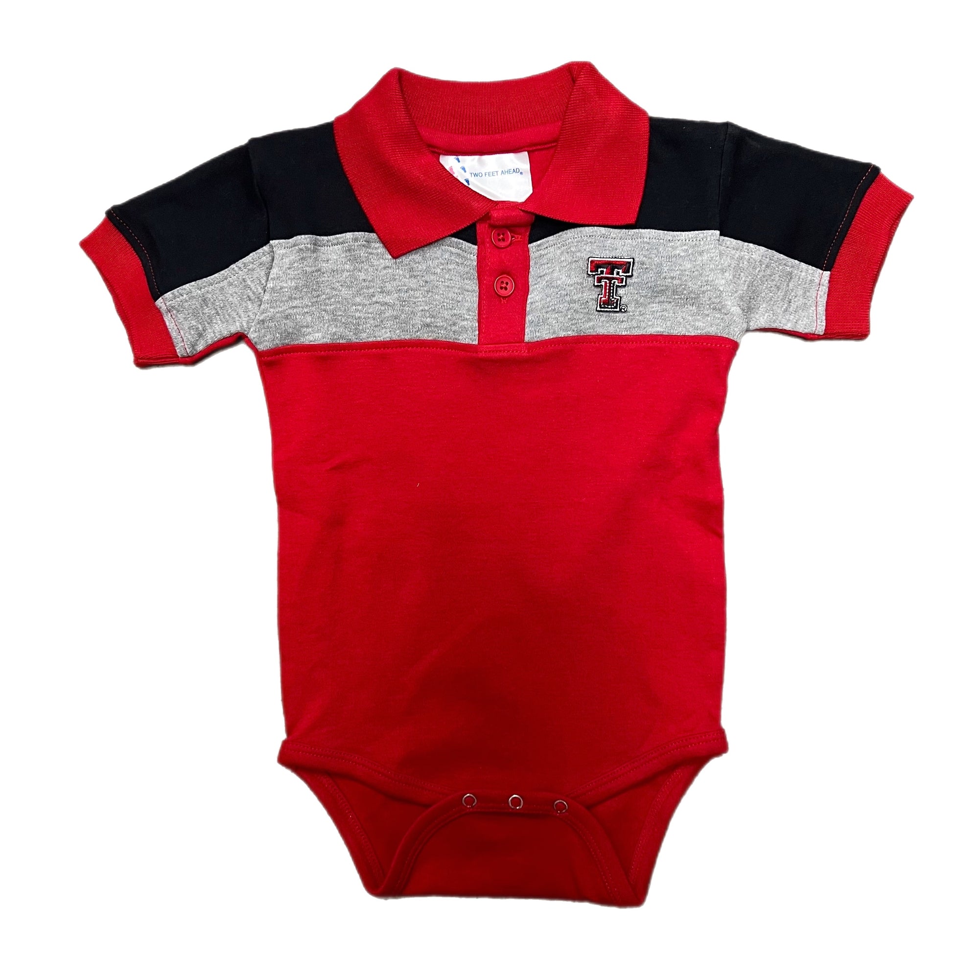 Color Block Polo Onesie | Texas Tech Red and Black