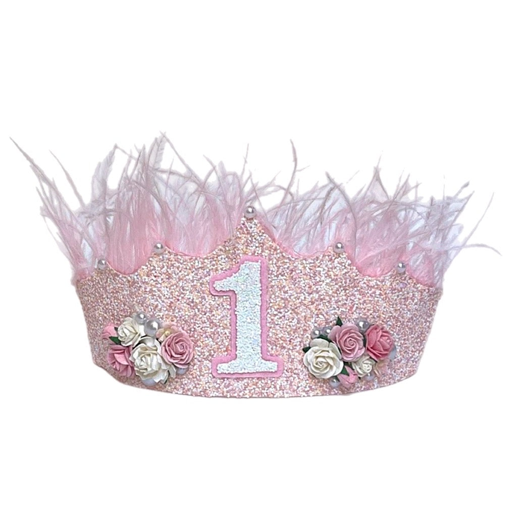 Pink Feathers Birthday Crown #1