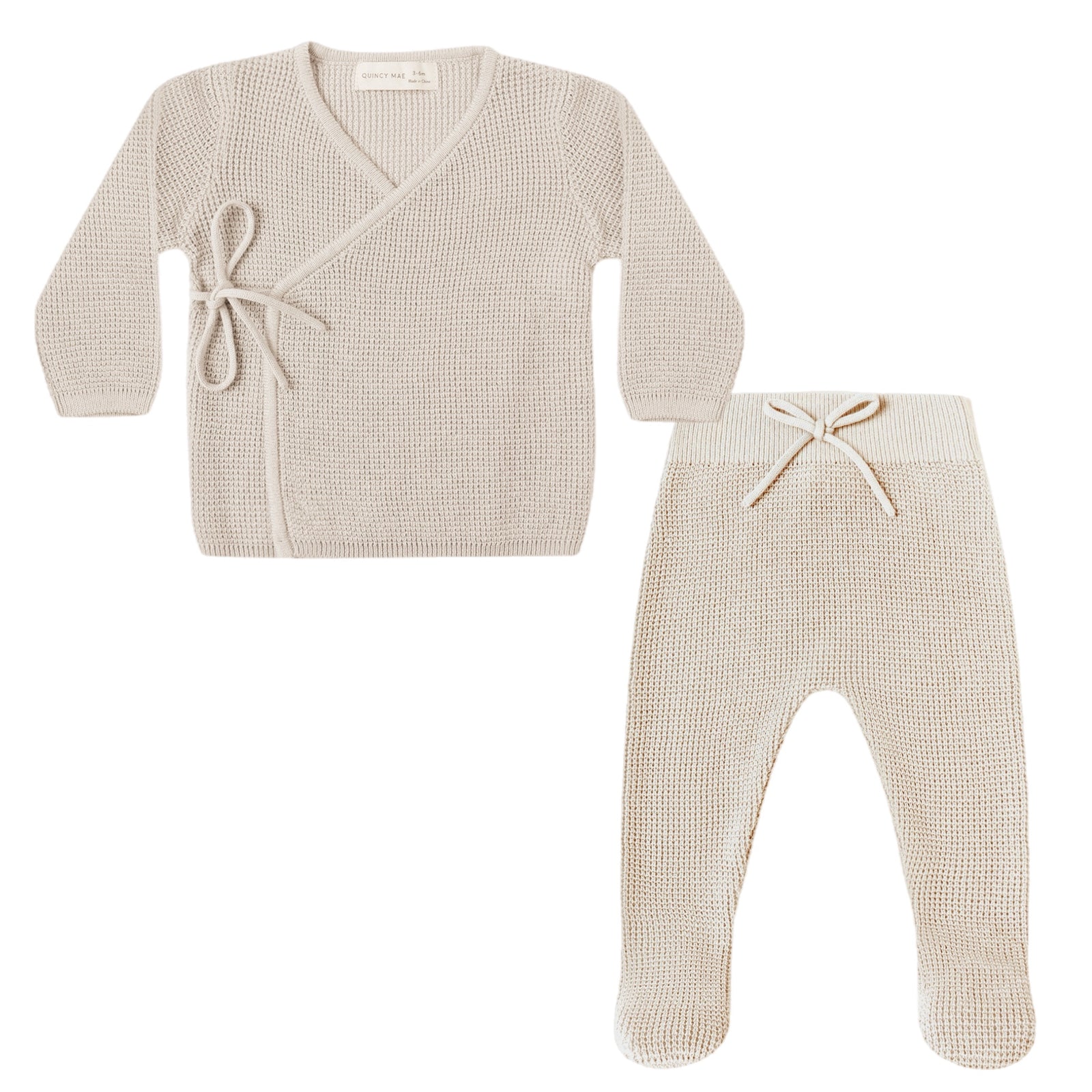 Knit Wrap Top + Footed Pant Set | Oat