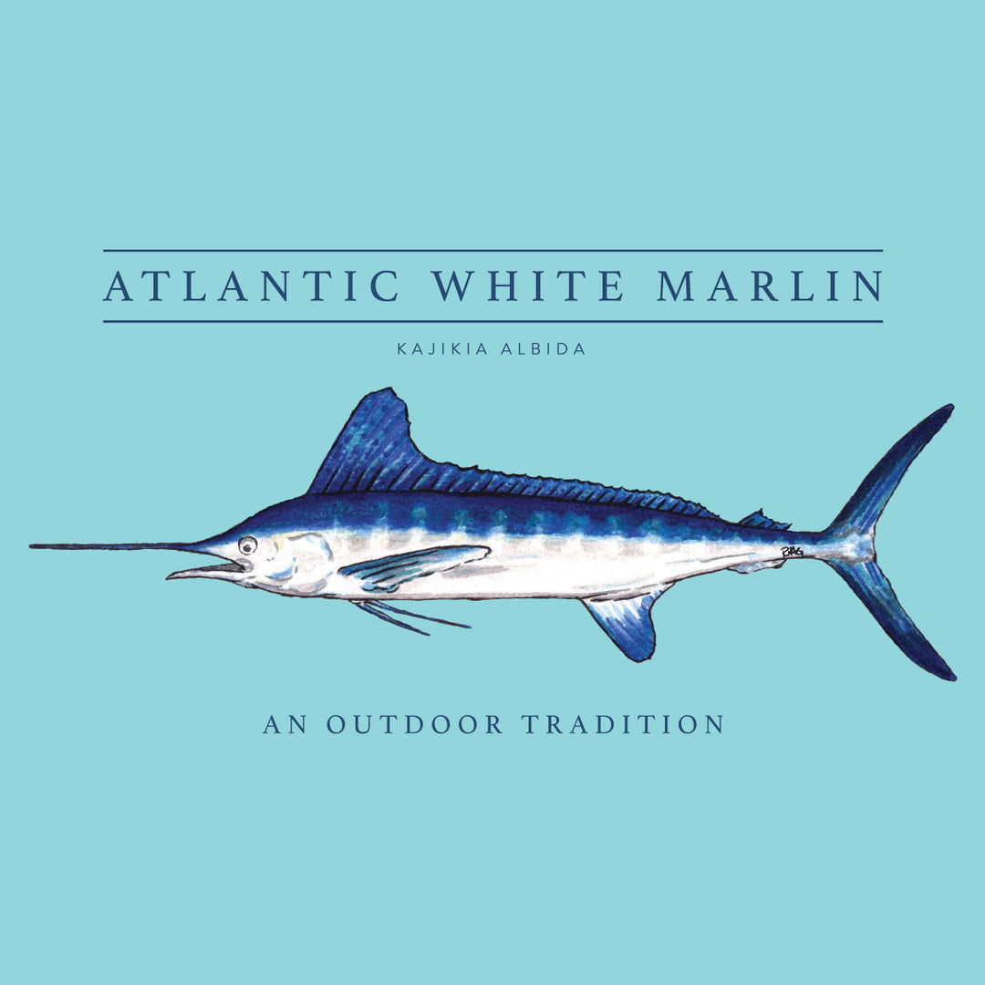 Pro Performance Fishing Tee | Waterspout Blue White Marlin Fish