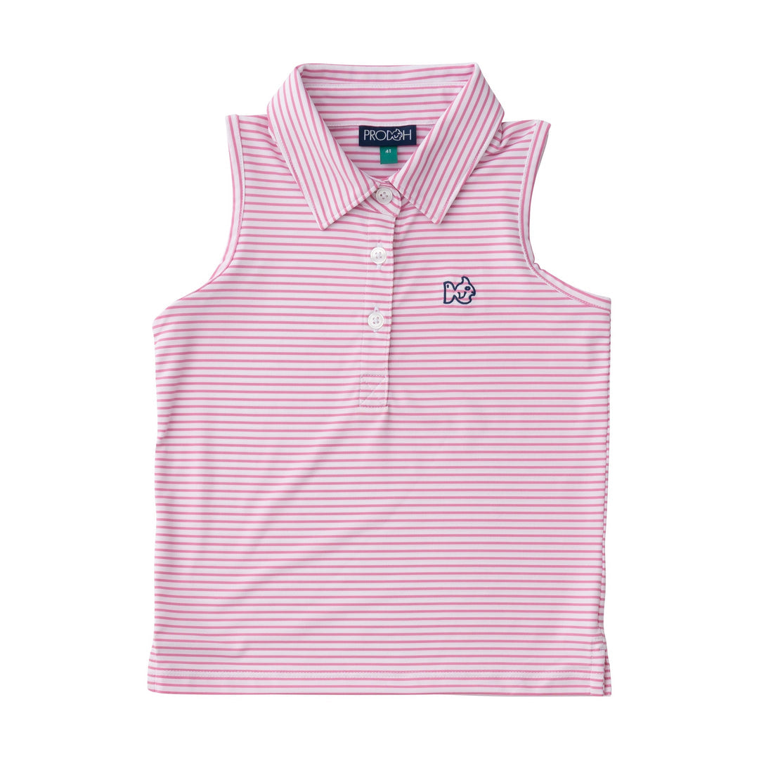 Sleeveless Pro Performance Polo Shirt | Fuchsia Pink Stripe