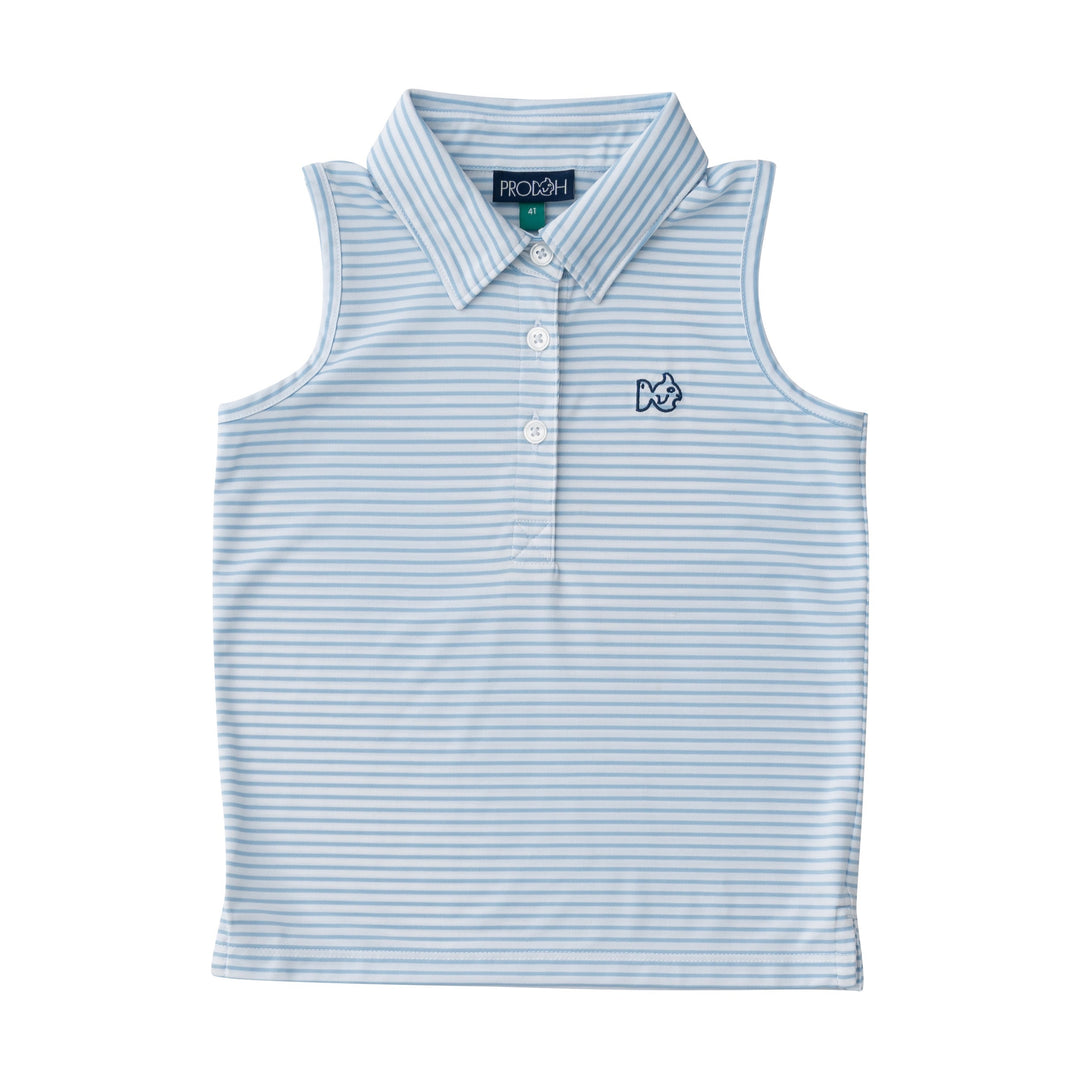 Sleeveless Pro Performance Polo Shirt | Clear Sky Stripe