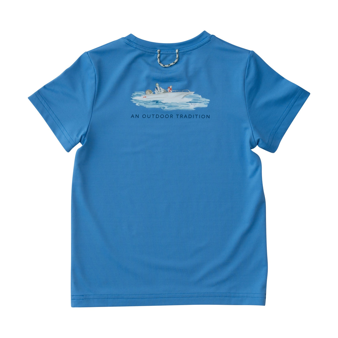 Pro Performance Fishing Tee | Marina Blue Father Son Fishing Boat