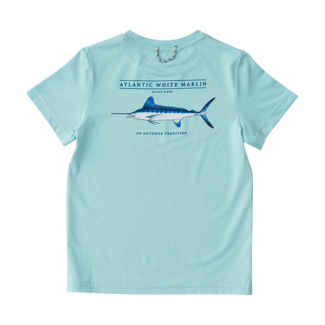 Pro Performance Fishing Tee | Waterspout Blue White Marlin Fish