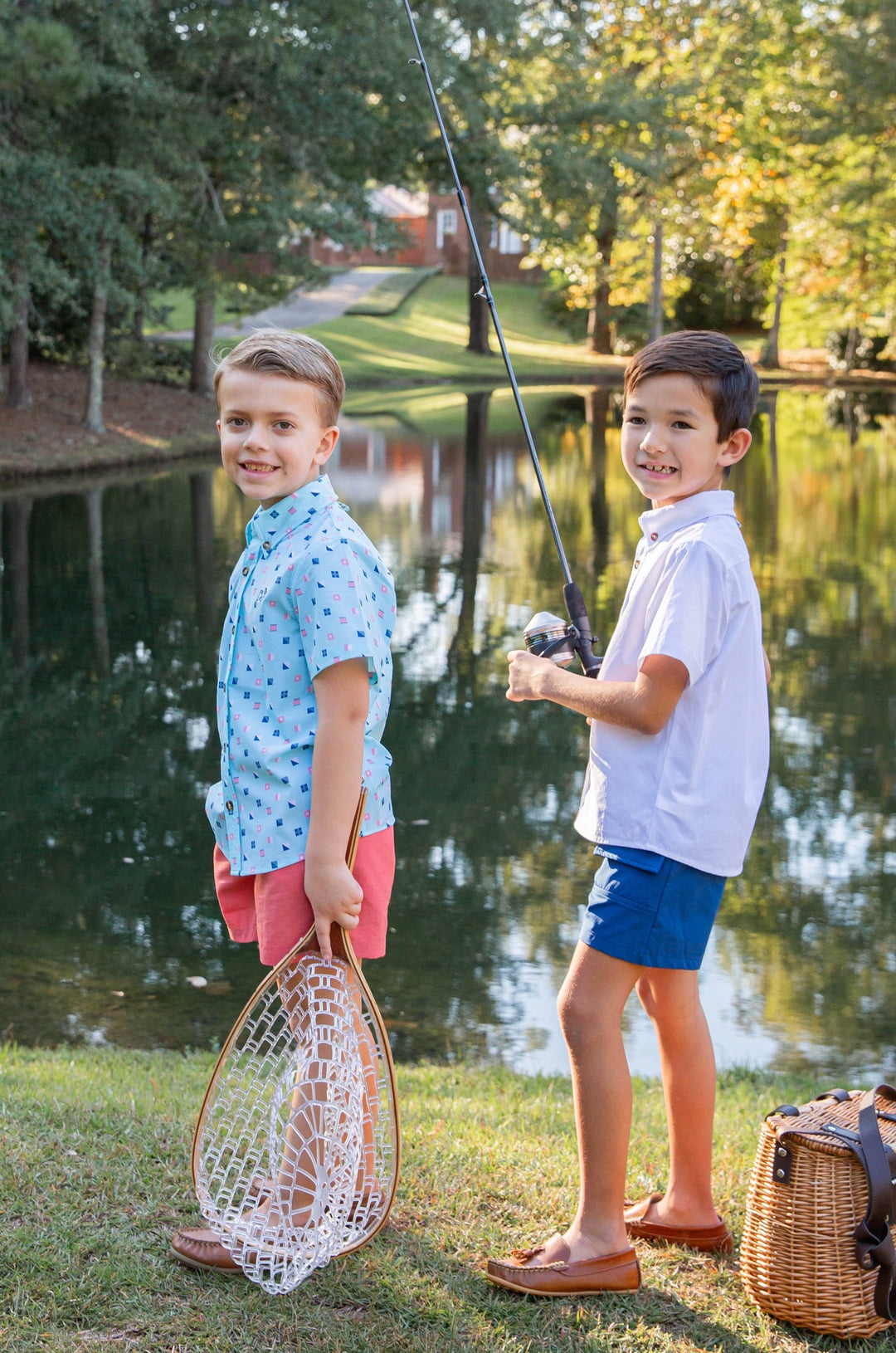 Short Sleeve Fishing Shirt | Nautical Flag Print on Waterspout Green