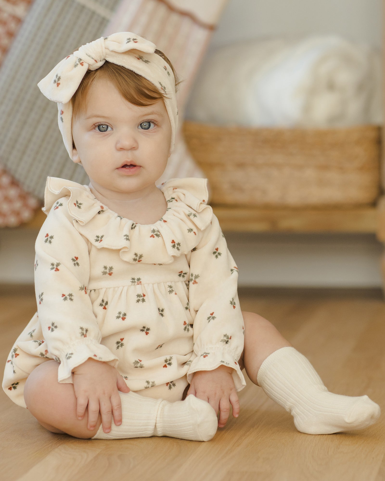 Velour Baby Dress | Holly Berry
