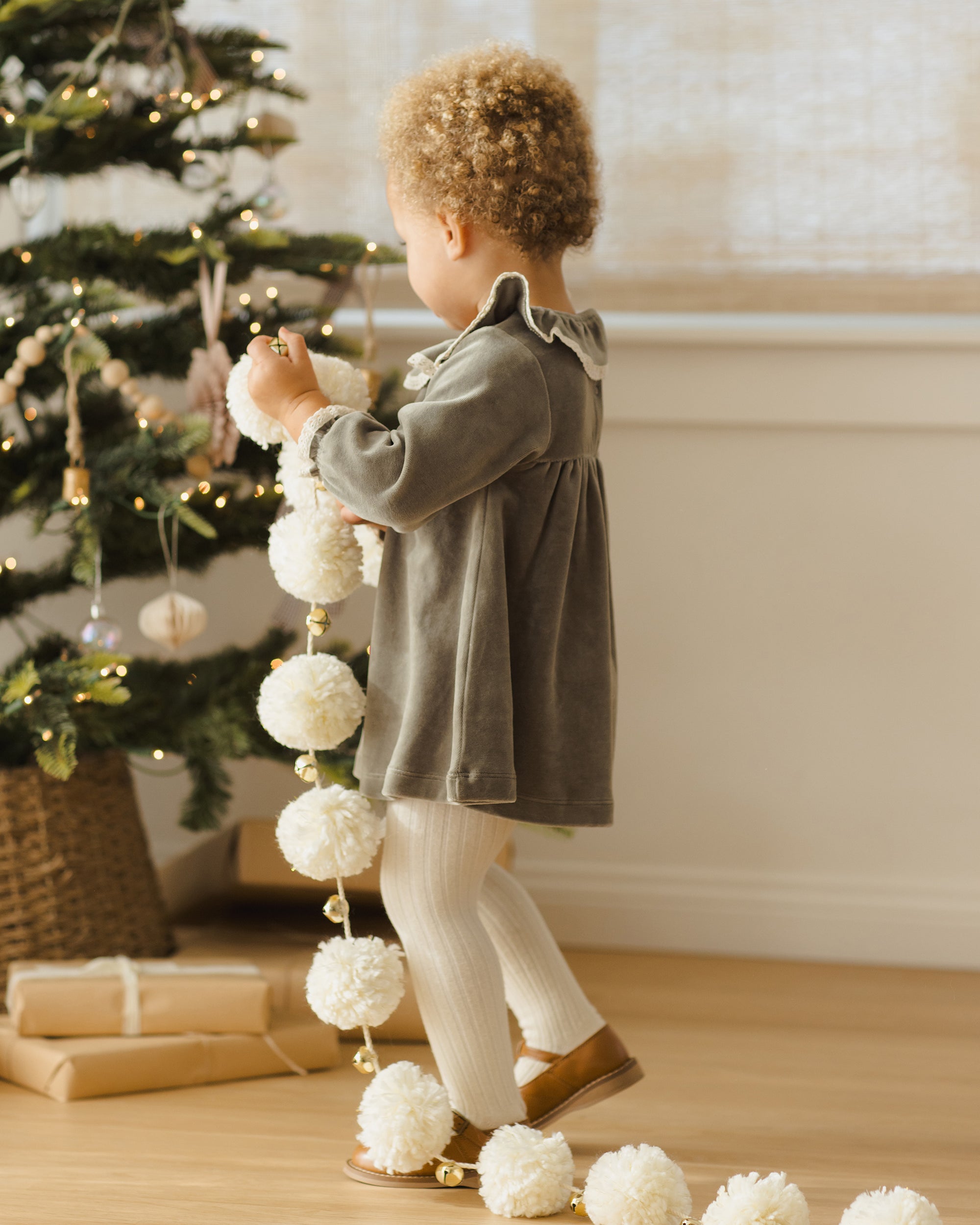 Velour Baby Dress | Forest