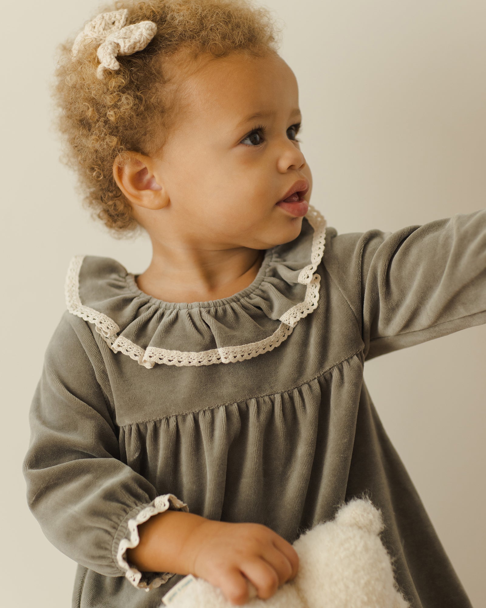 Velour Baby Dress | Forest